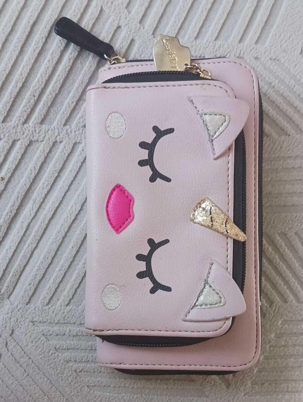 Pink Unicorn Coin Wallet with Gold Horn Accent